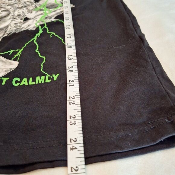 ROMWE T-Shirt Size Small Oversized BLACK Tee GREEN Graphic Print Freedom Shirt - Picture 4 of 8